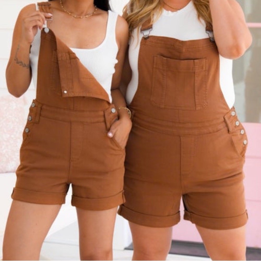 Judy Blue Tan Short Overalls